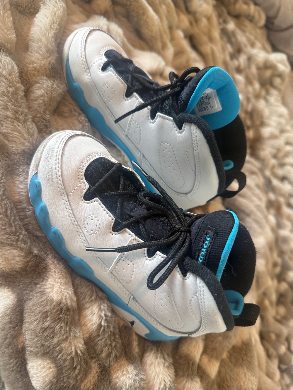 Jordan Kids White and Blue Basketball Sneakers